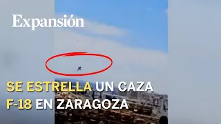 El momento en que se estrella un F-18 español en la base aérea de Zaragoza