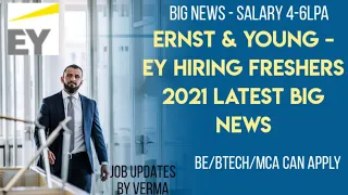 EY(Ernst &Young)  Freshers Recruitment for Analyst Tech position|| Be/Btech/Mca jobs|| 4-6Lpa Salary