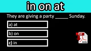 Prepositions of place (in-on-at) - Exercises with answers - Level A + PDF - Easy English Lesson