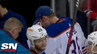 Jack Campbell Leaves Game After Catching Puck To The Face While On Bench