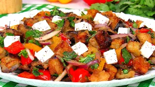 Incomparable SALAD WITH CRISPY EGGLANTS. Exceeds all expectations! RECIPE for delicious salad