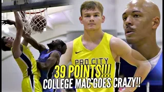 College Mac McClung CRAZY 39 POINTS vs LaVar Ball!?? 😂😂 CRAZY DUNKS in 2nd Georgetown Game!