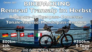 BIKEPACKING Rennrad Transalp im Herbst // Open UP // 800km Erholungsurlaub in den Bergen in 4K