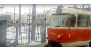 Дарницкое трамвайное депо с окна трамвая/Darnitsa tram depot with tram window
