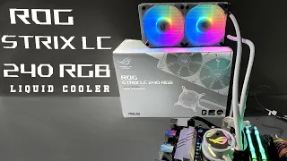 ASUS ROG STRIX LC 240 WHITE EDITION LIQUID CPU COOLER UNBOX INSTALL TEST