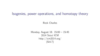 ICM2014 VideoSeries IL6.7: Charles Rezk on Aug18Mon