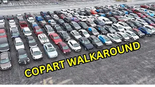 COPART WALKAROUND CHECKING OUT WRECKED CARS FOR A GOOD DEAL