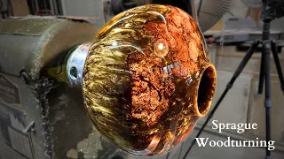 Woodturning - Copper and Hyper Shift Pigment Loves Mystery Burl