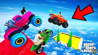 FRANKLIN TRIED LONGEST MEGA RAMP & CRAZY SUPER JUMP CHALLENGE CARS BIKES GTA 5 | SHINCHAN and CHOP