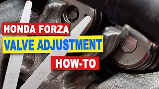 Honda Forza 300 Valve Clearance and Adjustment (NSS300) using Shims