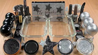 Black vs Silver w CLAY★Mixing Makeup Eyeshadow Glitter into SLIME★ASMR★Satisfying Slime Video#049