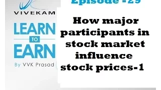 Vivekam: Learn to Earn Episode-29 (How major participants in stock market influence stock prices-1)