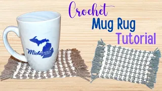 Crochet Mug Rug Tutorial: How to make an easy crochet mug rug