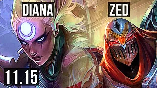 DIANA vs ZED (MID) | 3.9M mastery, 1300+ games, 11/2/6, Dominating | EUW Diamond | v11.15