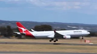 Qantas Airbus A330-300 landing at Adelaide Airport