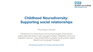 Childhood Neurodiversity: Supporting Social Relationships