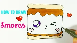 HOW TO DRAW SMORES | Cute Smores Easy Drawing For Kids ( Step by Step )