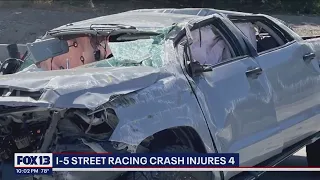 Family injured in I-5 street racing crash | FOX 13 Seattle