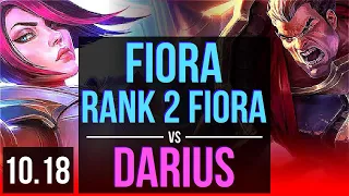 FIORA vs DARIUS (TOP) | Rank 2 Fiora, Rank 8, 1400+ games, 8 solo kills | BR Challenger | v10.18