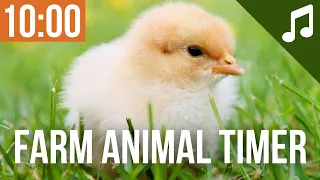 10 Minute Timer for Classroom with Music for Kids | Cute Farm Animal Countdown