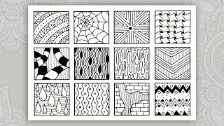 12 zentangle patterns ✺ 12 doodle patterns ✺ 12 patrones mandalas