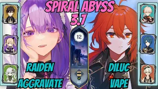 Raiden + Nahida Aggravate / Diluc Vape Spiral Abyss 3.7 Floor 12 Genshin Impact