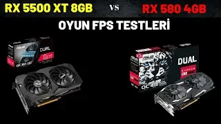 RX 5500 XT 8GB vs RX 580 4GB OYUN, SICAKLIK, FPS TESTLERİ