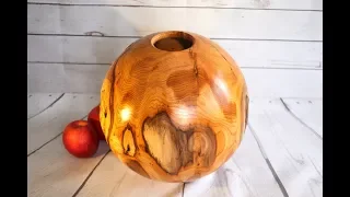 Woodturning - A Large Yew Hollow Sphere.