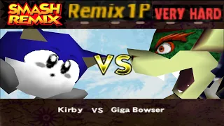 Smash Remix - Classic Mode Remix 1P Gameplay with Kirby w/ Sonic Hat (VERY HARD)