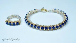 How to make beaded jewelry. Elegant bracelet and ring