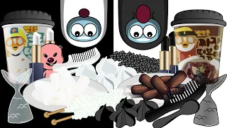 검정색 VS 흰색 음식 대결   어몽어스 애니메이션 먹방