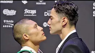 ANGRY Isaac Cruz steps to Giovanni Cabrera during INTENSE face off at press conference!