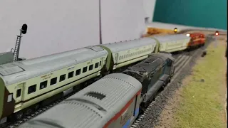 LHB & ICF MODEL TRAIN IN ACTION | HO SCALE MODEL OF INDIAN RAILWAYS | Alco & Electric locomotive 🚂