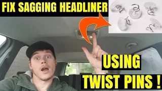 How to Fix Sagging Roof In Car Using Twist Pins -- VERY EASY FAST & CHEAP NO GLUE