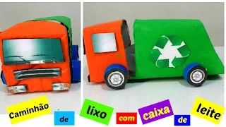 Como fazer um caminhão de lixo com caixa de leite