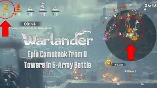 Warlander Gameplay - 5-Army Battle Comeback Win from Zero Tower