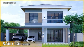 House Design | Modern House 2storey | 8.5m x 12m with 4Bedrooms