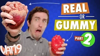 Gummy Food vs. Real Food Challenge #2! Eating Heart, Tongue, Rat, Rabbit, and Octopus.