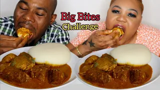 ASMR BIG BITES CHALLENGE | FUFU AND OGBONO SOUP WITH ASSORTED MEAT | AFRICAN FOOD #TheAdimFamily