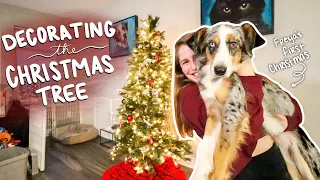 DECORATING THE CHRISTMAS TREE!!! Freya's First Christmas Tree (kitty ate it lol) | vlogmas day 17