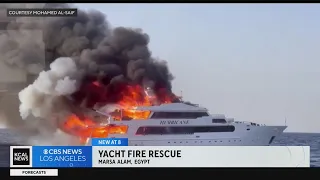 Yacht catches fire off coast of Egypt