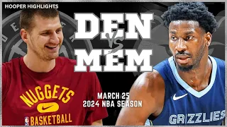 Denver Nuggets vs Memphis Grizzlies Full Game Highlights | Mar 25 | 2024 NBA Season