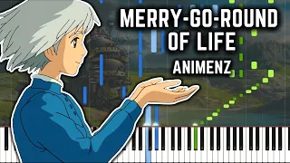 [Animenz] Merry-Go-Round of Life - Howl's Moving Castle Piano Tutorial || Synthesia