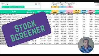 Simple Moving Average Stock Screener Demo - Spreadsheet with Live Market Data