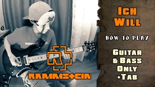 Rammstein - Ich Will | GUITAR & BASS ONLY + TABS on screen | HOW TO PLAY