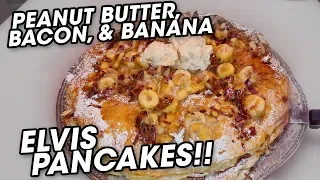 MAC Daddy Elvis Pancakes Challenge w/ Peanut Butter, Bacon, & Bananas!!