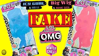 Fake lol OMG winter chill big wig fake and Icy grrrl fake unboxing. Fake lol omg vs real lol omg