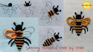 Hand Embroidery: Bee .Amazing Embroidery Stitches For Beginners /Guide to Sewing.