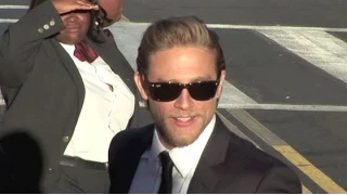 CHARLIE HUNNAM greets cast at 'SONS OF ANARCHY' final-season premiere screening