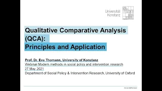 Qualitative Comparative Analysis (QCA): Principles and Application